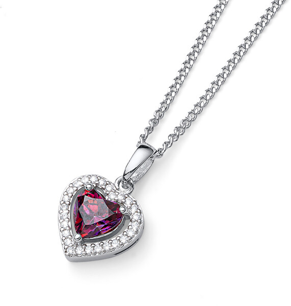 Romantický stříbrný náhrdelník Srdce se zirkony Swarovski Forever 61164 FUX (řetízek, přívěsek)