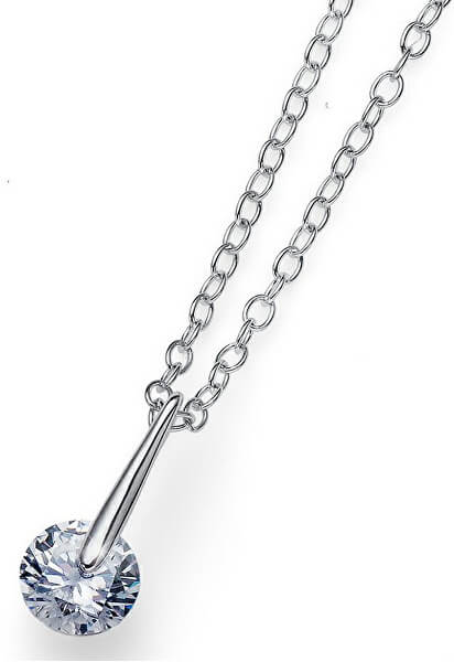 Strieborný náhrdelník s kryštálom Wheely 61136 (retiazka, prívesok)
