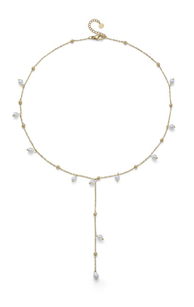 Stilvolle vergoldete Halskette mit synthetischen Perlen 12311G