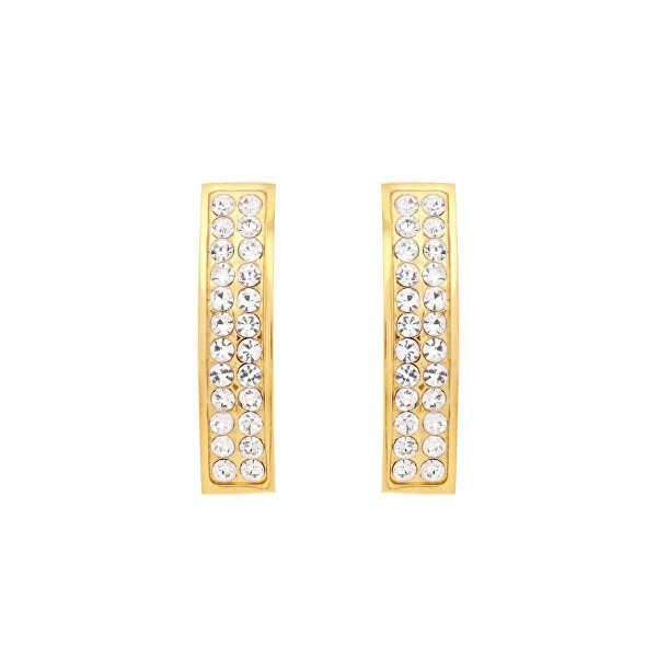 Třpytivé pozlacené náušnice s krystaly Brava Lumiere 23227G