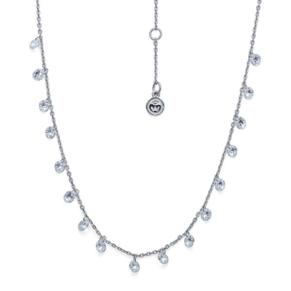 Třpytivý stříbrný náhrdelník s čirými zirkony Benefit 61189