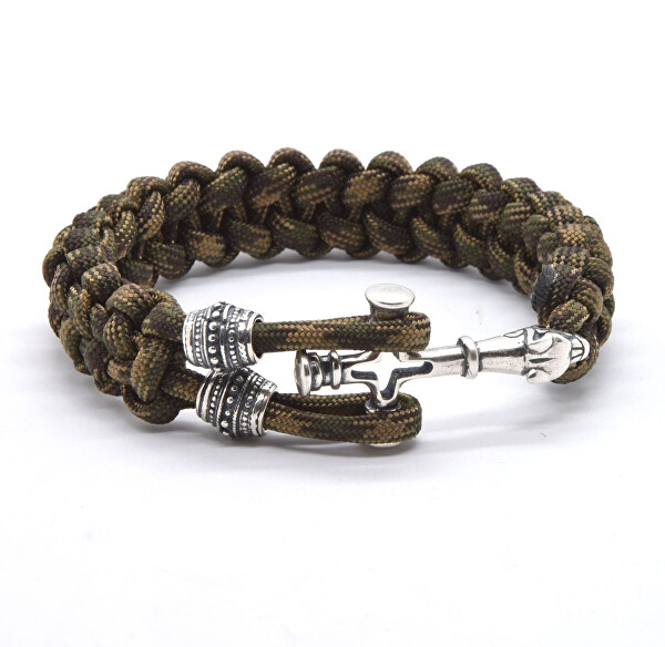 Luxuriöses Paracord Armband French Camo Wolf Crosses Silver