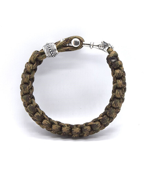 Luxuriöses Paracord Armband French Camo Wolf Crosses Silver