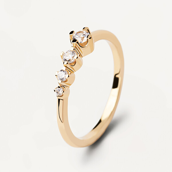 Blyštivý pozlacený prsten se zirkony Spark Essentials AN01-801