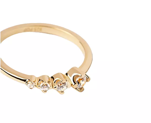 Blyštivý pozlacený prsten se zirkony Spark Essentials AN01-801