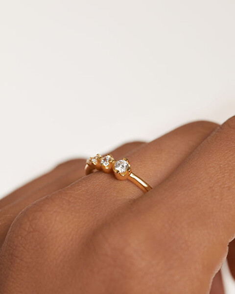 Scintillante anello placcato oro con zirconi Spark Essentials AN01-801