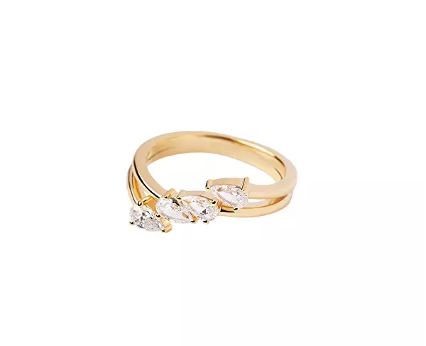 Blyštivý pozlacený prsten se zirkony Terra Essentials AN01-861