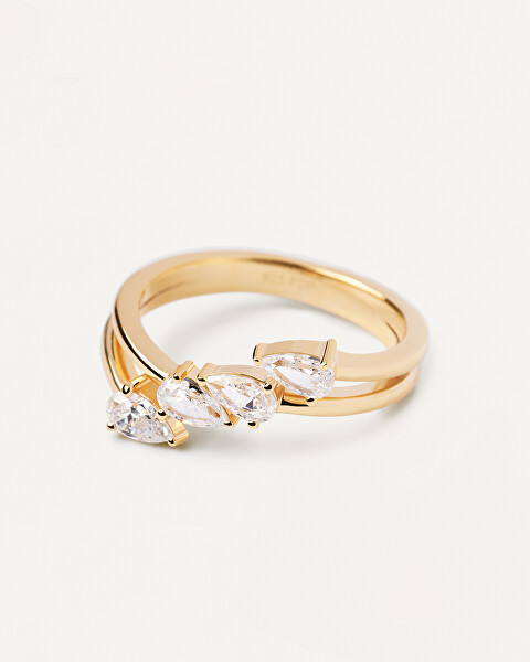 Blyštivý pozlacený prsten se zirkony Terra Essentials AN01-861
