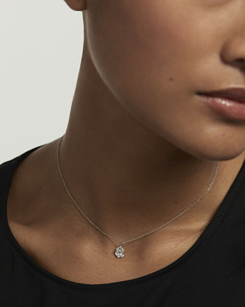 Blyštivý strieborný náhrdelník Vanilla CO02-674-U (retiazka, prívesok)