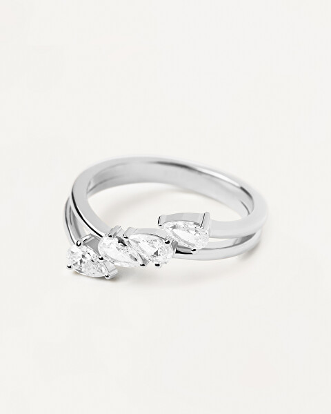 Blyštivý stříbrný prsten se zirkony Terra Essentials AN02-861