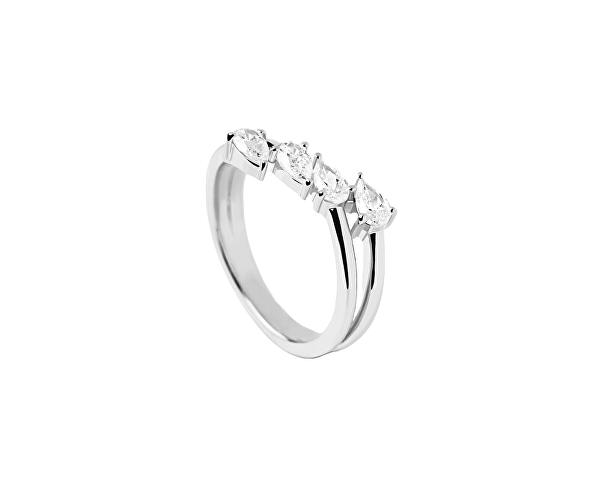 Blyštivý stříbrný prsten se zirkony Terra Essentials AN02-861