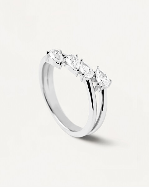 Csillogó ezüst gyűrű cirkónium kövekkel Terra Essentials AN02-861