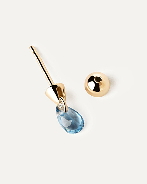 Cercel single elegant placat cu aur cu zirconiu Blue Lily Gold PG01-202-U
