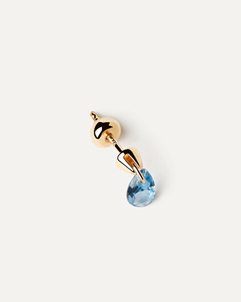 Cercel single elegant placat cu aur cu zirconiu Blue Lily Gold PG01-202-U