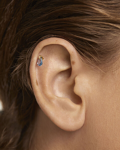 Elegáns aranyozott single fülbevaló cirkónium kővel Blue Lily Gold PG01-202-U - 1 db