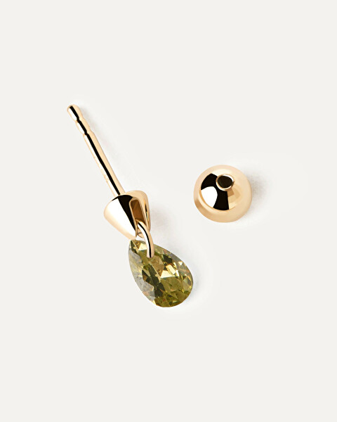 Elegantní pozlacená single náušnice se zirkonem Green Lily Gold PG01-203-U