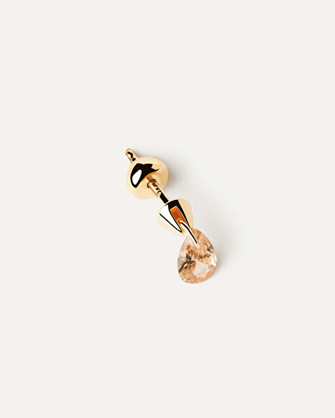 Eleganti orecchini singoli placcati oro con zirconi Peach Lily Gold PG01-204-U