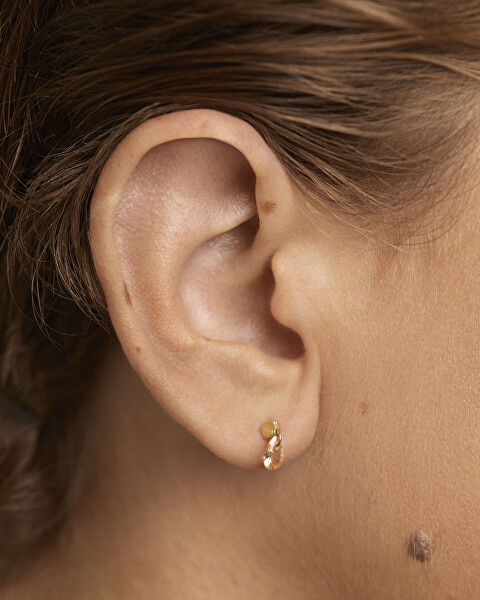 Eleganti orecchini singoli placcati oro con zirconi Peach Lily Gold PG01-204-U