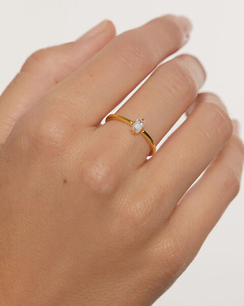 Elegantný pozlátený prsteň s čírym zirkónom MIA Gold AN01-806