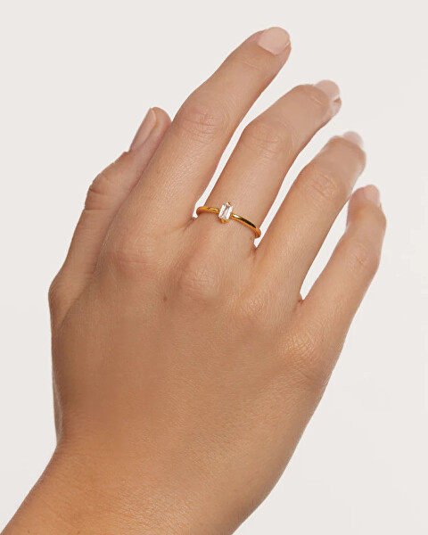Elegante anello placcato in oro con zircone chiaro MIA Gold AN01-806