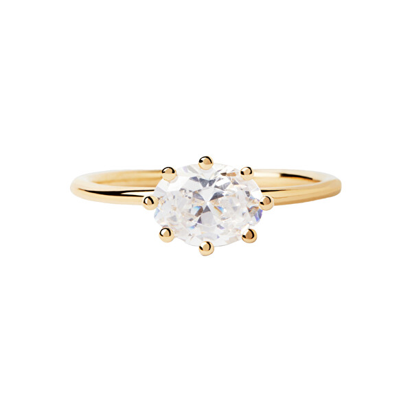 Elegante anello placcato oro con zircone trasparente KIM Essentials AN01-A12