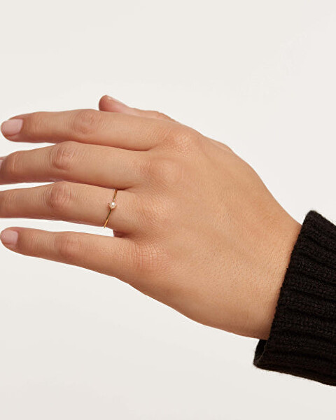 Elegantný pozlátený prsteň s perlou Solitary Pearl Essentials AN01-160