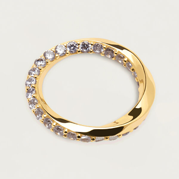 Elegantní pozlacený prsten se zirkony CAVALIER AN01-197