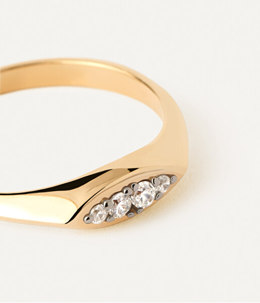 Elegantný pozlátený prsteň so zirkónmi Gala Vanilla AN01-A52