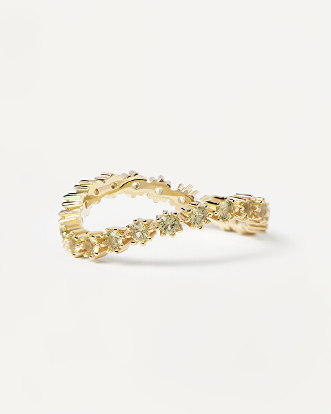 Elegantní pozlacený prsten se zirkony GREEN TIDE Gold AN01-461