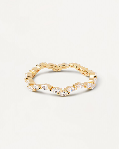 Elegantní pozlacený prsten se zirkony Lake Essentials AN01-875