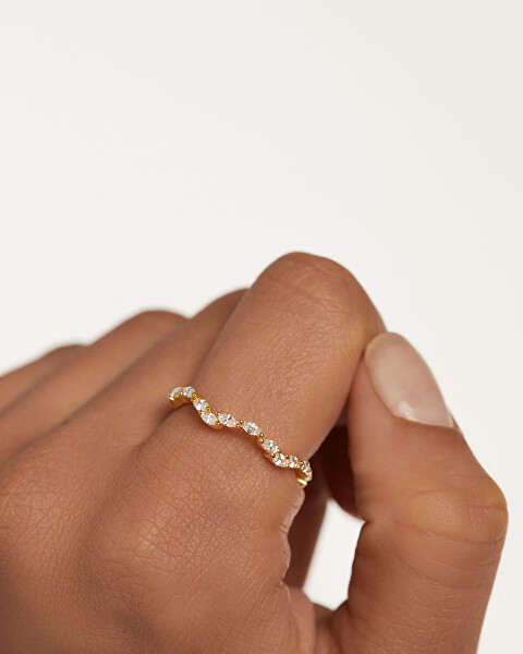 Elegantní pozlacený prsten se zirkony Lake Essentials AN01-875