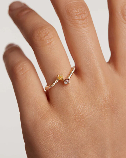 Elegante anello placcato in oro con zirconi VILLA AN01-647