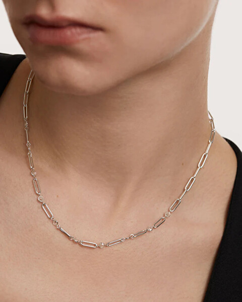 Elegantný strieborný náhrdelník so zirkónmi MIAMI Silver CO02-466-U