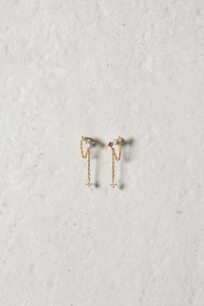 Hravé náušnice zo striebra s retiazkami MANA Gold AR01-297-U
