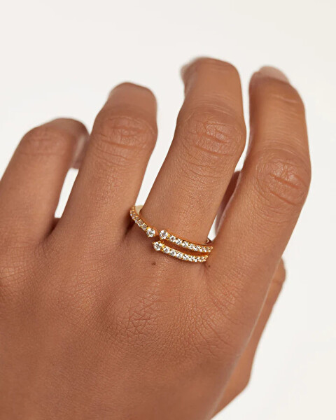Jedinečný pozlacený prsten s čirými zirkony SISI Gold AN01-865