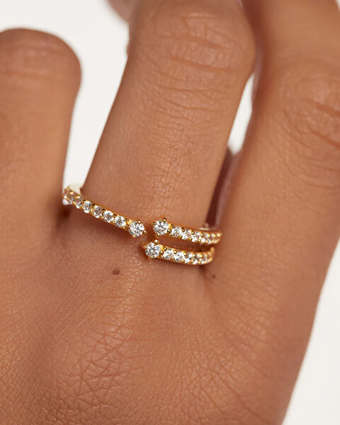Jedinečný pozlacený prsten s čirými zirkony SISI Gold AN01-865