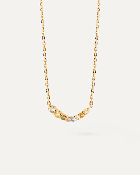 Jemný pozlacený náhrdelník se zirkony RAINBOW Gold CO01-859-U