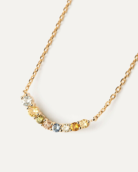 Jemný pozlacený náhrdelník se zirkony RAINBOW Gold CO01-859-U