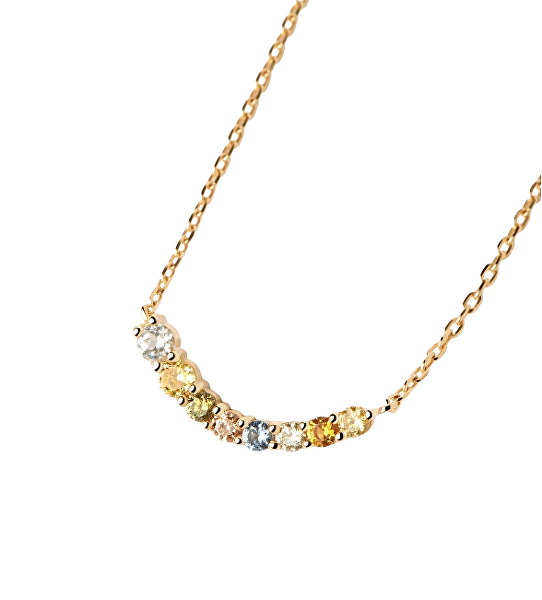 Jemný pozlacený náhrdelník se zirkony RAINBOW Gold CO01-859-U