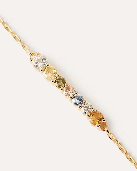 Feine vergoldete Halskette mit Zirkonen RAINBOW Gold CO01-859-U