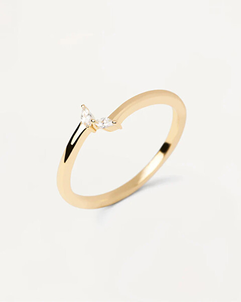 Zarter vergoldeter Ring mit Zirkonen EVA Gold AN01-876