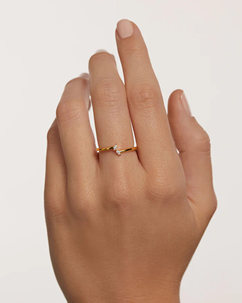 Jemný pozlátený prsteň so zirkónmi EVA Gold AN01-876