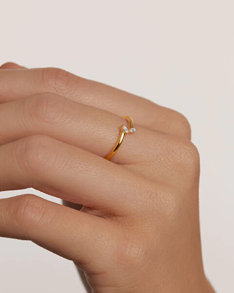 Zarter vergoldeter Ring mit Zirkonen EVA Gold AN01-876
