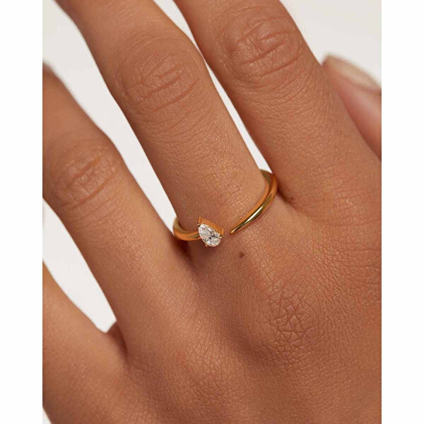 Zarter vergoldeter Ring mit Zirkonen Twing Gold AN01-864