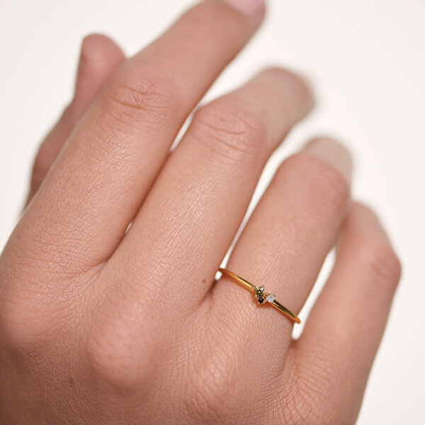 Slušivý pozlacený prsten ze stříbra se zirkony LIME BLUSH AN01-194