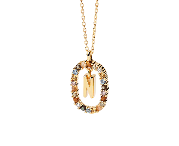 Krásný pozlacený náhrdelník písmeno "N" LETTERS CO01-273-U (řetízek, přívěsek)