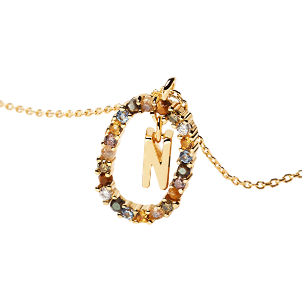 Krásný pozlacený náhrdelník písmeno "N" LETTERS CO01-273-U (řetízek, přívěsek)