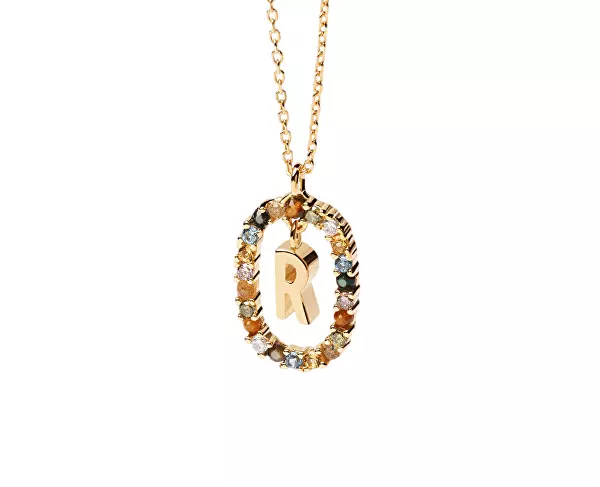Krásný pozlacený náhrdelník písmeno "R" LETTERS CO01-277-U (řetízek, přívěsek)