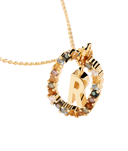 Krásný pozlacený náhrdelník písmeno "R" LETTERS CO01-277-U (řetízek, přívěsek)