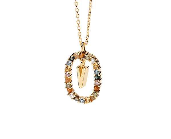 Krásný pozlacený náhrdelník písmeno "V" LETTERS CO01-281-U (řetízek, přívěsek)